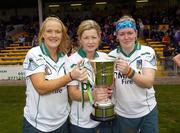 6 May 2007; Aoife Sheehan, centre, Limerick captain, with team-mates Rose Collins, left, and Marie Keating, after the win against Cork. Camogie National League Division 1B Final, Cork v Limerick, Nowlan Park, Co. Kilkenny. Picture credit: Matt Browne / SPORTSFILE
