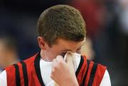 9 May 2007; A dejected Peter Casserly, St. Mary's, after the match. Schools Basketball Second Year Finals, B Boys Final, St. Mary's, Galway v St. Patrick's Castleisland, Kerry, National Basketball Arena, Tallaght, Dublin. Picture credit: Brian Lawless / SPORTSFILE