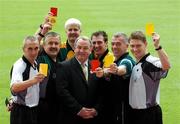 11 May 2007; GAA President Nickey Brennan with referees, left to right, Declan Magee, Down, Brian Crowe, Cavan, John Bannon, Longford, Seamus Roche Tipperary, Pat Mc Eneaney, Monaghan and Barry Kelly, Westmeath at the launch of new GAA Referee gear. Croke Park, Dublin. Picture credit: Ray McManus / SPORTSFILE