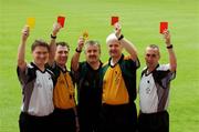 11 May 2007; Referees Barry Kelly, Westmeath, Seamus Roche, Tipperary, Brian Crowe, Cavan, John Bannon, Longford, and Declan Magee, Down, at the launch of new GAA Referee gear. Croke Park, Dublin. Picture credit: Ray McManus / SPORTSFILE