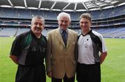 11 May 2007; At the launch of the new GAA Referee gear are, left to right; PJ McGrath, Chairman, National Referee’s Committee, Brian Crowe, Cavan, and Barry Kelly, Westmeath. Croke Park, Dublin. Picture credit: Ray McManus / SPORTSFILE