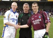 13 May 2007; Referee Pat McMcEnaney with rival captains Damien Sheridan, left, Longford, and Dessie Dolan, Westmeath. Bank of Ireland Leinster Senior Football Championship, Longford v Westmeath, Pearse Park, Longford. Picture credit: Ray McManus / SPORTSFILE