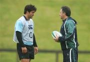 16 May 2007; Brian Carney, left, in conversation with kicking coach Mark Tainton during Ireland squad training. Ireland Rugby Squad Training, University of Limerick, Limerick. Picture credit: Brendan Moran / SPORTSFILE