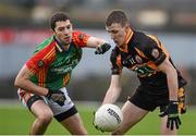 2 November 2014; Darragh O'Brien, Austin Stacks, in action against Ger Hartnett, Mid Kerry. Kerry County Senior Football Championship Final Replay, Austin Stacks v Mid Kerry, Fitzgerald Stadium, Killarney, Co. Kerry. Picture credit: Brendan Moran / SPORTSFILE