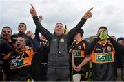 2 November 2014; Austin Stacks manager Stephen Stack celebrates with his players after the game. Kerry County Senior Football Championship Final Replay, Austin Stacks v Mid Kerry, Fitzgerald Stadium, Killarney, Co. Kerry. Picture credit: Brendan Moran / SPORTSFILE