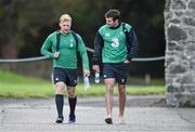 4 November 2014; Ireland's Stuart Olding, left, and Jared Payne make their way to squad training ahead of their Autumn International Rugy match against South Africa on Saturday. Ireland Rugby Squad Training, Carton House, Maynooth, Co. Kildare. Picture credit: Barry Cregg / SPORTSFILE