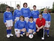 5 May 2007; The Ulster 2, Carrick Knights team, from Carrickfergus, Co Antrim, back row, left to right, Margaret Moore, Kelly Ann Patterson, Tanya Rankin, Lynn McQuilty and Haley Osborough, front row, l to r, Joanna McCosh, Kerry Wilson and coach Jim Berry. Special Olympics Women's Football Cup Competition 2007. AUL Complex, Clonshaugh, Dublin. Picture credit: Ray McManus / SPORTSFILE