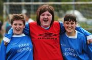 5 May 2007; Haley Osborough, Tanya Rankin and Kerry Wilson from the Carrick Knights Special Olympic Clyb, enjoy the games. Special Olympics Women's Football Cup Competition 2007. AUL Complex, Clonshaugh, Dublin. Picture credit: Ray McManus / SPORTSFILE