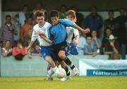 17 May 2007; Jimmy Keohane, Belvedere, is tackled by Michael O'Connor, left, and Conor Clifford, Crumlin United. National Irish Bank SFAI Under-15 Evans Cup Final, Belvedere v Crumlin Utd, Home Farm FC, Whitehall, Dublin. National Irish Bank is the title sponsor of the National Irish Bank SFAI Schoolboy Cups which are organised by the Schoolboy Football Association of Ireland, an affiliate of the FAI, and which are grant-aided by the FAI. The premier schoolboy soccer cups in Ireland, they boast Roy Keane and Damien Duff as former players.The National Irish Bank Cups are played by club teams from under-11 up to and including under-16 age groups, with national Finals in Dublin each June. Picture credit: Brendan Moran / SPORTSFILE