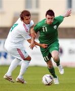 19 May 2007; Keith Treacy, Republic of Ireland, in action against Jozsef Nagy, Hungary. Elite Phase Under-19 European Championship, Republic of Ireland v Hungary, United Park, Drogheda, Co. Louth. Photo by Sportsfile