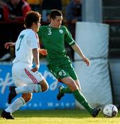 19 May 2007; Eddie Nolan, Republic of Ireland, in action against Gabor Gyomber, Hungary. Elite Phase Under-19 European Championship, Republic of Ireland v Hungary, United Park, Drogheda, Co. Louth. Photo by Sportsfile