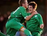 19 May 2007; Republic of Ireland's Cillian Sheridan, right, celebrates his goal with team-mate Aidan Downes. Elite Phase Under-19 European Championship, Republic of Ireland v Hungary, United Park, Drogheda, Co. Louth. Photo by Sportsfile