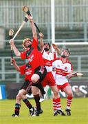 20 May 2007; Conor Gilmore, Down, in action against, Bliadhan Glass, Derry. ESB Ulster Minor Hurling Championship Semi-Final, Derry v Down, Casement Park, Belfast, Co Antrim. Picture credit: Russell Pritchard / SPORTSFILE