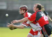 20 May 2007; Sean Leo McGoldrick, Derry, in action against Liam Clarke, Down. Guinness Ulster Senior Hurling Championship Semi-Final, Down v Derry, Casement Park, Belfast, Co Antrim. Picture credit: Russell Pritchard / SPORTSFILE