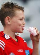 20 May 2007; Louth fan Conor McDonald, age 11, enjoys some candy floss during half time. Bank of Ireland Leinster Senior Football Championship, Louth v Wicklow, Croke Park, Dublin. Picture credit: Brian Lawless / SPORTSFILE