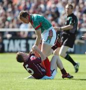 20 May 2007; David Brady, Mayo, and Michael Comer, Galway, face up to each other. Bank of Ireland Connacht Senior Football Championship, Galway v Mayo, Pearse Stadium, Galway.  Picture credit: Ray McManus / SPORTSFILE