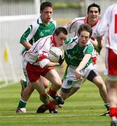 20 May 2007; Cathal McCrory, Tyrone, in action against Tomas Corrigan, Fermanagh. ESB Ulster Minor Football Championship Quarter-Final, Fermanagh v Tyrone, St Tighearnach's Park, Clones, Co Monaghan. Picture credit: Oliver McVeigh / SPORTSFILE