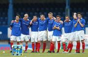 12 May 2007; The Linfield team during the penalty shoot out. Setanta Sports Cup Final, Linfield v Drogheda United, Windsor Park, Belfast, Co. Antrim. Photo by Sportsfile