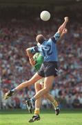 30 July 1995; Paul Clarke, Dublin, punches the ball into the net for his side's goal. Dublin v Meath, Bank of Ireland Leinster Football Final, Croke Park, Dublin. Picture credit; Brendan Moran / SPORTSFILE
