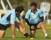 22 May 2007; Brian Carney and Tony Buckley stretch during Ireland rugby squad training. Centro Naval, Buenos Aires, Argentina. Picture credit: Pat Murphy / SPORTSFILE