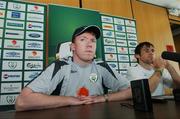 22 May 2007; Republic of Ireland manager Steve Staunton with his captain Kevin Kilbane during a press conference ahead of their US Cup game against Ecuador. Republic of Ireland Press Conference, Rutgers University, New Brunswick, New Jersey, USA. Picture credit: David Maher / SPORTSFILE
