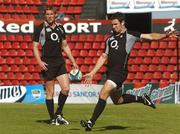 25 May 2007; Paddy Wallace in action as team-mate Gavin Duffy, left, looks on during the kicking practice. Colon Stadium, Santa Fe, Argentina. Picture credit: Pat Murphy / SPORTSFILE