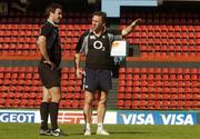 25 May 2007; Paddy Wallace in conversation with Ireland kicking coach Mart Tainton, right, during the kicking practice. Colon Stadium, Santa Fe, Argentina. Picture credit: Pat Murphy / SPORTSFILE