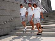 25 May 2007; Republic of Ireland players, left to right, Kevin Kilbane, Alex Bruce and Stephen Hunt  go for a walk from their team hotel ahead of their US Cup game against Bolivia. Westin Hotel, Boston, USA. Picture credit: David Maher / SPORTSFILE