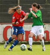 26 May 2007; Rebecca Corish, Northern Ireland, in action against Pavlina Scasna, Czech Republic. Women's European Championship Qualifier, Northern Ireland v Czech Republic, The Showgrounds, Coleraine, Co. Derry. Picture credit; Russell Pritchard / SPORTSFILE
