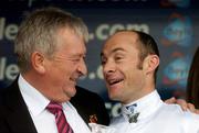 26 May 2007; Winning Trainer Geoffrey Huffer, left, with jockey Olivier Peslier after Cockney Rebel won the Boylesports Irish 2,000 Guineas. Curragh Racecourse, Co. Kildare. Picture credit: Brendan Moran / SPORTSFILE
