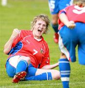26 May 2007; Gabbiela Chlumecka, Czech Republic, celebrates scoring her third goal. Women's European Championship Qualifier, Northern Ireland v Czech Republic, The Showgrounds, Coleraine, Co. Derry. Picture credit; Russell Pritchard / SPORTSFILE