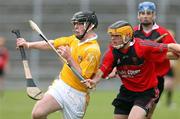 26 May 2007; PJ O'Connell, Antrim, in action against Conor Woods, Down. ESB Ulster Minor Hurling Champoinship Final, Antrim v Down, Casement Park, Belfast, Co. Antrim. Picture credit; Oliver McVeigh / SPORTSFILE