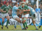 26 May 2007; Mick O'Driscoll, Ireland, supported by team-mate Simon Best, left, is tackled by Felipe Contepomi and Marcos Ivan Ayerza, right, Argentina. Summer Tour, 1st Test, Argentina v Ireland, Colon Stadium, Santa Fe, Argentina. Picture credit: Pat Murphy / SPORTSFILE