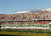 26 May 2007; The Ireland team stand for the national anthems. Summer Tour, 1st Test, Argentina v Ireland, Colon Stadium, Santa Fe, Argentina. Picture credit: Pat Murphy / SPORTSFILE