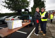 27 May 2007; Tony Nolan and Pam McGovern take a break from selling programmes before the game. Bank of Ireland Connacht Senior Football Championship, London v Leitrim, Emerald Gaelic Grounds, Ruislip, London, England. Picture credit: Russell Pritchard / SPORTSFILE