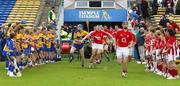 27 May 2007; Clare's Frank Lohan and Cork's Diarmuid O'Sullivan clash as the 2 teams come out of the dressing rooms at the same time. Guinness Munster Senior Hurling Championship Quarter-Final, Cork v Clare, Semple Stadium, Thurles, Co. Tipperary. Picture credit: Brendan Moran / SPORTSFILE