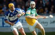 27 May 2007; Joe Phelan, Laois, in action against Ger Oakley, Offaly. Guinness Leinster Hurling Championship, Offaly v Laois, O'Connor Park, Tullamore, Co. Offaly. Photo by Sportsfile