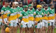 27 May 2007; The Offaly team stand for the National Anthem. Guinness Leinster Hurling Championship, Offaly v Laois, O'Connor Park, Tullamore, Co. Offaly. Photo by Sportsfile
