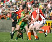 27 May 2007; Colm McFadden, Donegal, under pressure from Paddy McKeever and Enda McNulty, Armagh. Bank of Ireland Ulster Senior Football Championship, Donegal v Armagh, MacCumhaill Park, Ballybofey, Co. Donegal. Picture credit: Oliver McVeigh / SPORTSFILE