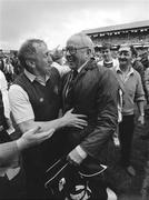 27 July 1986; Meath manager Sean Boylan, left, celebrates after the game. Leinster Senior Football Final, Meath v Dublin, Croke Park, Dublin. Picture credit; Ray McManus / SPORTSFILE