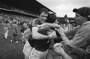 27 July 1986; Meath's David Beggy celebrates with team-mate Colm O'Rourke after the game. Leinster Senior Football Final, Meath v Dublin, Croke Park, Dublin. Picture credit; Ray McManus / SPORTSFILE