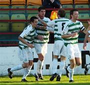 29 May 2007; Barry Ferguson, second from left, Shamrock Rovers, celebrates after scoring his side's first goal with team-mates, left to right, Tadhg Purcell, Ian Ryan and Aidan Price. eircom League of Ireland, Premier Division, Shamrock Rovers v Cork City, Tolka Park, Dublin. Picture credit: David Maher / SPORTSFILE