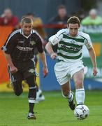 29 May 2007; Dave O'Connor, Shamrock Rovers, in action against John O'Flynn, Cork City. eircom League of Ireland, Premier Division, Shamrock Rovers v Cork City, Tolka Park, Dublin. Picture credit: David Maher / SPORTSFILE