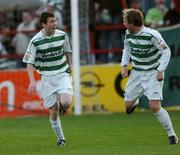 29 May 2007; Ger Rowe, left, Shamrock Rovers, celebrates after scoring his side's second goal with team-mate Ian Ryan. eircom League of Ireland, Premier Division, Shamrock Rovers v Cork City, Tolka Park, Dublin. Picture credit: David Maher / SPORTSFILE