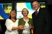 26 May 2007; Maureen McKeown, Carrick on Shannon, Co. Leitrim, is presented with the Tom Collins award by Ardene O'Neill, left, and Tony Colgan, President of Basketball Ireland. Basketball Ireland Annual Awards 2007, Citywest Hotel, Conference, Leisure & Golf Resort, Saggart, Co Dublin. Picture credit: Brendan Moran / SPORTSFILE