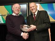 26 May 2007; Seamus Smith, Cavan, is presented with the President's award by Tony Colgan, President of Basketball Ireland. Basketball Ireland Annual Awards 2007, Citywest Hotel, Conference, Leisure & Golf Resort, Saggart, Co Dublin. Picture credit: Brendan Moran / SPORTSFILE