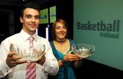 26 May 2007; At the Basketball Ireland annual awards were, Niall Murphy, UCC Demons, Men's Superleague Player of the Year and Lindsay Peat, DCU Mercy, Dublin, Women's Superleague Player of the Year. Basketball Ireland Annual Awards 2007, Citywest Hotel, Conference, Leisure & Golf Resort, Saggart, Co Dublin. Picture credit: Brendan Moran / SPORTSFILE