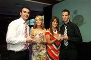 26 May 2007; At the Basketball Ireland annual awards, from left, Niall Murphy, Aisling McGrath, Janice Dupuy and Shane Duggan, all from Cork. Basketball Ireland Annual Awards 2007, Citywest Hotel, Conference, Leisure & Golf Resort, Saggart, Co Dublin. Picture credit: Brendan Moran / SPORTSFILE
