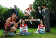 29 May 2007; Ireland's top athletes Derval O'Rourke and David Gillick with H.E. Mr. Hayashi,  Ambassador of Japan to Ireland, with Leo Crawford, back left, Chairman of Spar Ireland, John Clohisey, second from right, Spar Ireland and Yukie Kitagawa, age 11, front left, and Mitsue Kitagawa, age 8, front right, at a SPAR Media Conference ahead of the 11th IAAF World Championships. The 11th IAAF World Championships in Athletics 2007 will be held at Osaka, Japan, for nine days from the 24th August to the 2nd September 2007. Merrion Square Park, Dubin. Picture credit: David Maher / SPORTSFILE