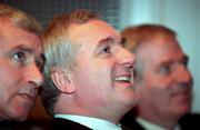 26 January 2000; Minister for Sport, Tourism and Recreation Dr. Jim McDaid T.D., left, An Taoiseach, Mr. Bertie Ahern T.D., centre, and Minister for Finance Charlie McCreevy pictured at the announcement that the government is to proceed immediately with plans to build a 'Campus of Sporting Excellence' to be called Sports Campus Ireland which will have as its centrepiece an 80,000 all seated National Stadium capable of accomodating all field sports. Photo by Ray Lohan/Sportsfile